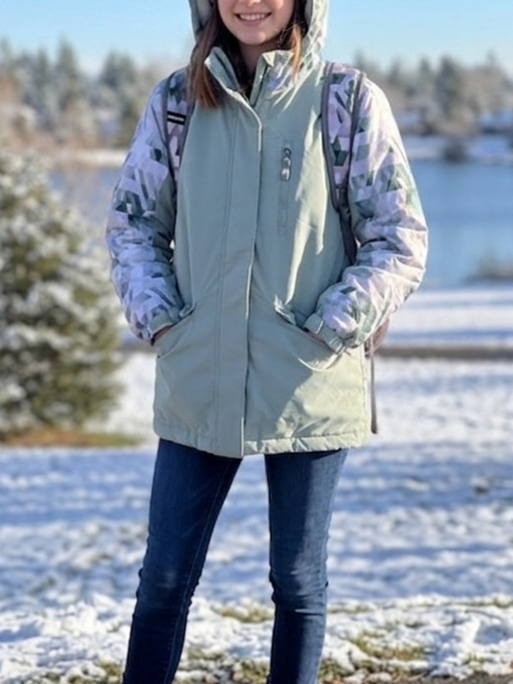 Swiss Gear Girls Youth Size Large 10-12 Geometric Pattern 3 in 1 Winter Jacket